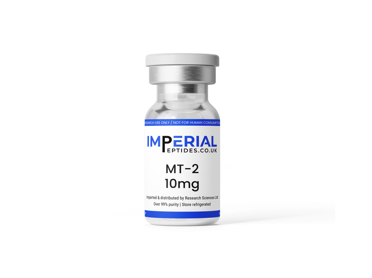 A small glass vial with a white cap and a white label reading 'IMPERIAL EPTIDES.CO.