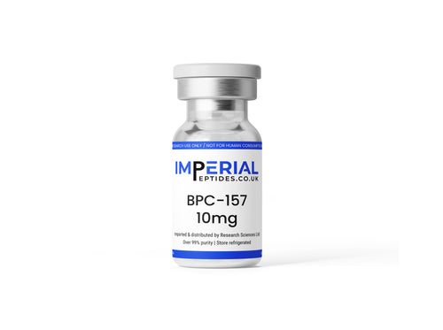 A small glass vial with a white cap and a white label reading 'IMPERIAL EPTIDES.CO.