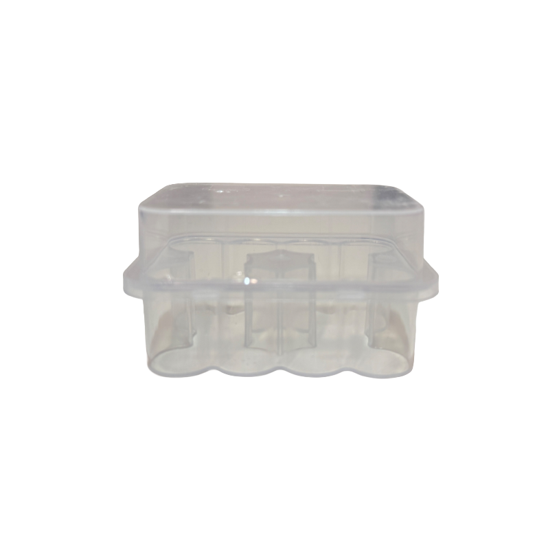 Clear plastic container on a white background