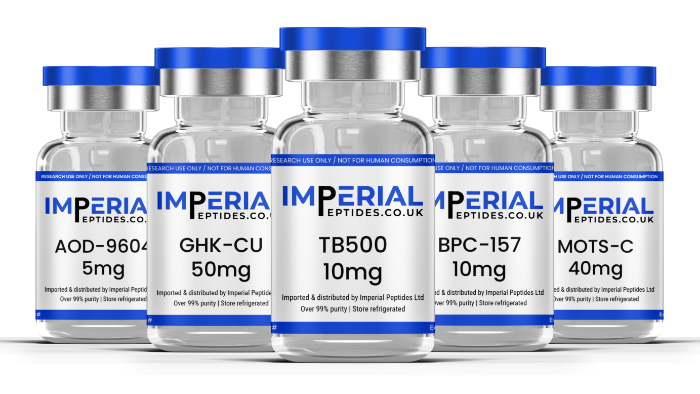 Imperial Peptides vials on a white background
