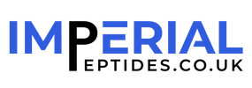 Logo of Imperial Peptides.co.uk with blue and black text on a white background