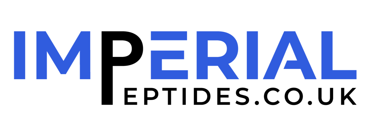 Logo of Imperial Peptides.co.uk with blue and black text on a white background
