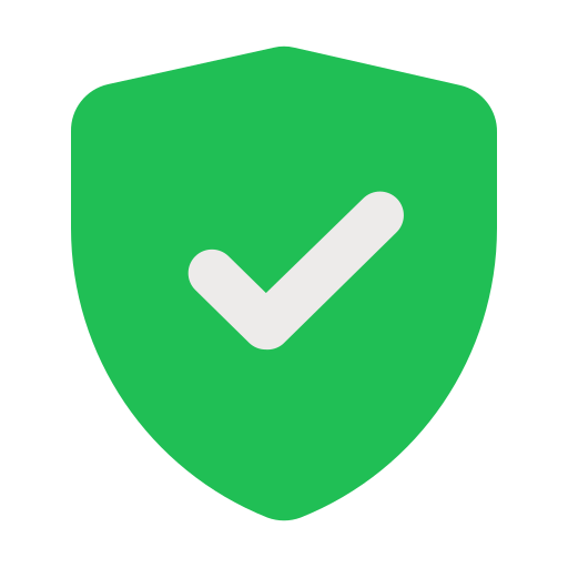 Green shield with a white check mark on a white background