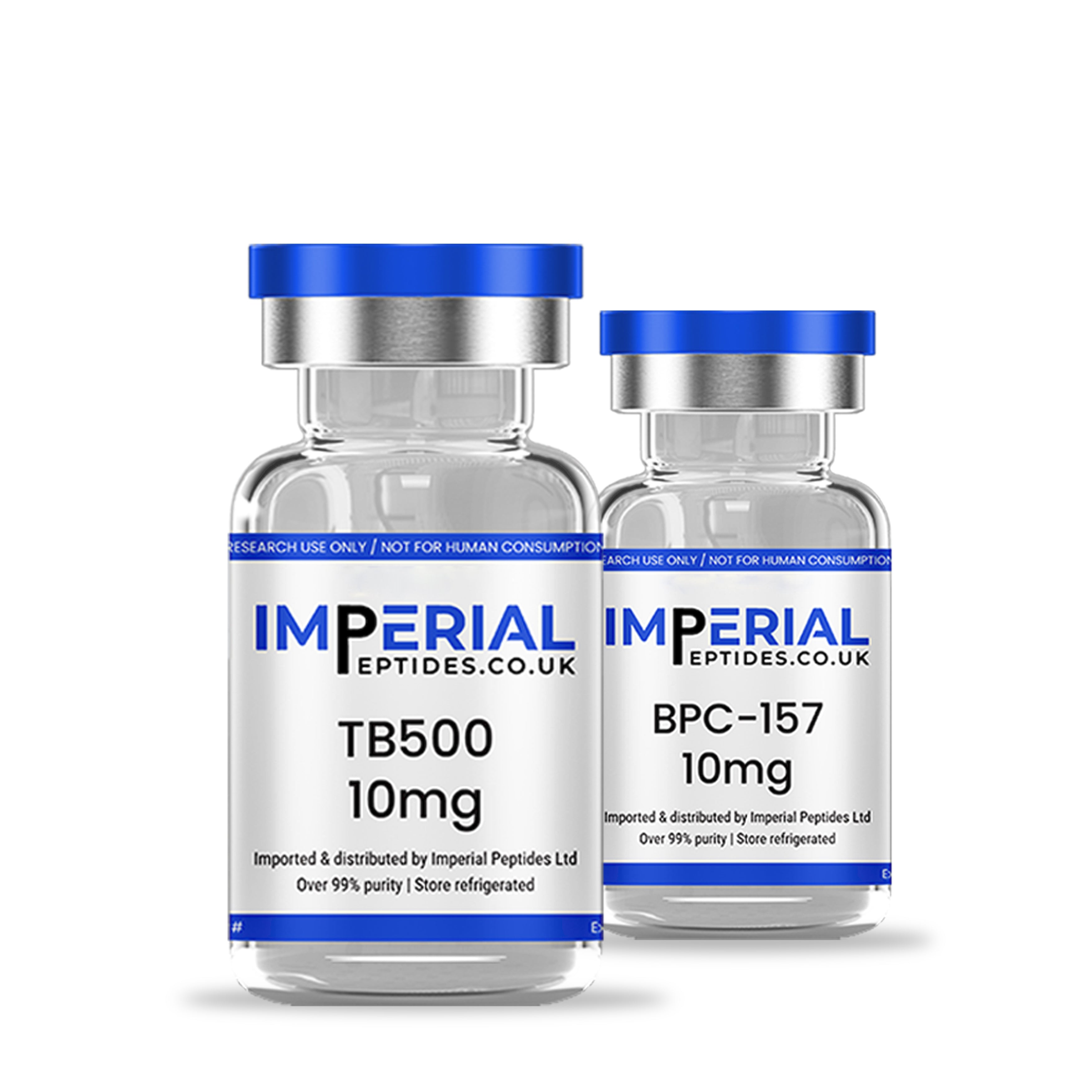 Two vials labeled 'Imperial Peptides.co.uk' on a white background